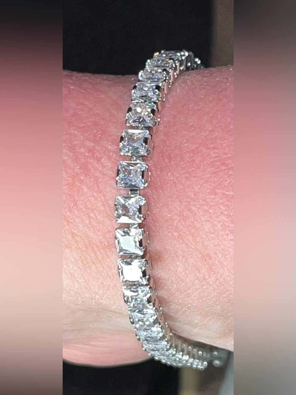 Silver-Tone Cubic Zirconia Tennis Bracelet NWOT